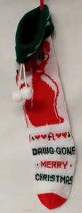 Vintage Hunde Weihnachtsstrumpf Strick. Design beidseitig. Dawg Gone Merry Xmas - Bild 1 von 5