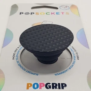 PopSockets Phone Grip Stand Carbonite Weave Black POPGRIP Popsocket - Picture 1 of 5