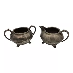 Vintage Civic Pewter Milk Jug & Sugar Bowl Set Model 1099 - Picture 1 of 7