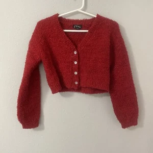 Art Class Red Glittery Sweater Girls Size M (7/8) - Picture 1 of 4