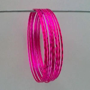 10x Brazaletes Pulsera Bollywood Joyería India Brazaletes Sari Ø6,5cm Rosa  - Imagen 1 de 2