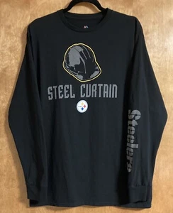 Mens Pittsburgh Steelers Long Sleeve T-Shirt Tee Steel Curtain Black Size Large - Picture 1 of 10