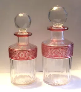 BACCARAT FLACON PERFUME BOTTLES RASPBERRY COLOR ANTIQUE - Picture 1 of 14