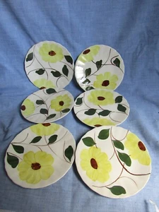 BLUE RIDGE POTTERY YELLOW FLOWER 6-1/4" BREAD PLATES 6 PIECES - Picture 1 of 2