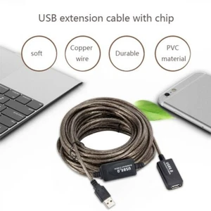 🔥🔥15m USB 2.0 Active Manifier Extension Cable Adapter Cord Line Connector🔥🔥 - Picture 1 of 4