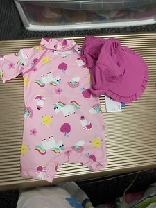 Baby all in one swim wear with sun cap available in 6-9 & 9-12 months - Picture 1 of 1