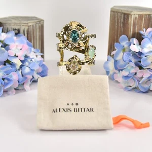 Alexis Bittar Ancient Coin Crystal Cut Out LARGE Cuff Bangle Bracelet NWT - Picture 1 of 8