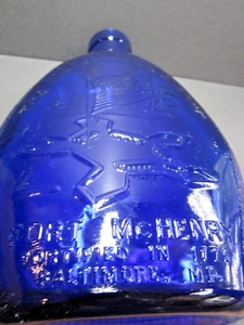 Star Spangled Banner FORT McHENRY 1776 Baltimore MD Blue Bottle 7.5" War of 1812 - Picture 1 of 10