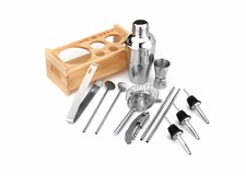 SET 12 PEZZI COCKTAIL BARISTA BARMAN BARTENDER SHAKER MIXER DRINK ACCIAIO BAR