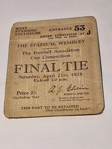TICKET STUB - BLACKBURN ROVERS V HUDDERSFIELD TOWN - FA CUP FINALE 1928 - WEMBLEY - Bild 1 von 2
