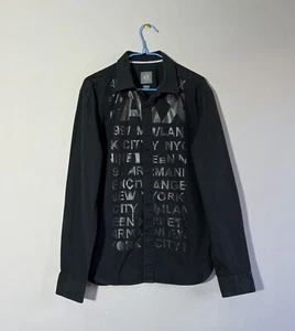 Armani Exchange Big Logo Black Button up Shirt - Picture 1 of 11