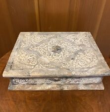 INCOLAY GENUINE STONE HAND CARVED TRINKET JEWELRY HINGED 11”BOX EXQUISITE