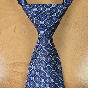John Varvatos Men's Silk Neck Tie Blue Geometric 3.5" X 60" Made in Italy EUC - Picture 1 of 6