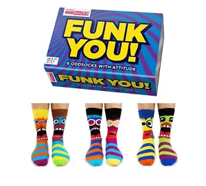 MENS UNITED ODDSOCKS FUNK YOU SOCKS FOR MEN UK 6 - 11  NOVELY GIFT BOXED - Picture 1 of 4