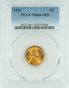 1932 PCGS MS66+RD Lincoln Wheat Cent Penny - Picture 1 of 3