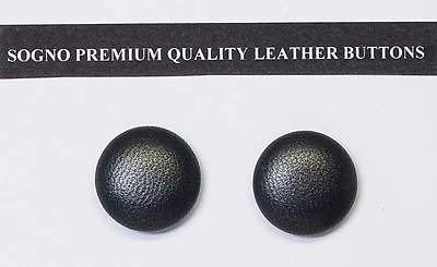 2 MADE IN USA 21 mm dark silverish charcoal color leather covered jacket buttons - Image 1 of 4