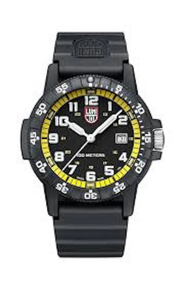 Men's Luminox Leatherback Sea Turtle Black Yellow 44mm Watch XS.0325