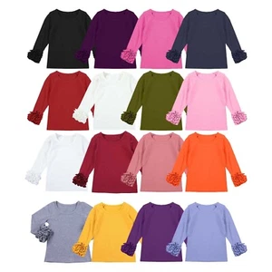 Toddler Girls Solid Base Shirt Ruffle Long Sleeve Blouse Casual Loose Tops Shirt - Picture 1 of 72