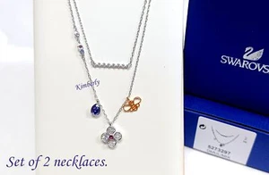 Swarovski Glowing Clover and Bee Necklace Set Layer Look Crystal NEW 5273297 - Picture 1 of 14
