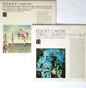ELLIOTT CARTER 2 SEALED RECORDS CLASSICAL STRING QUARTETS FLUTE LP SONATA CELLO - Picture 1 of 12