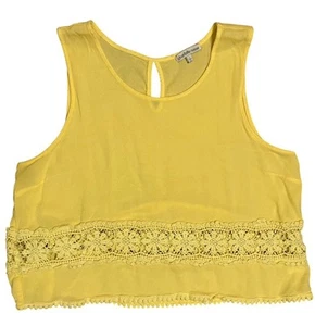 Charlotte Russe Crop Tank Top Women Size Large Vintage Y2K Yellow Cottage Floral - Picture 1 of 7