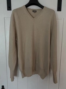 N.Peal Herren reines Kaschmir V-Ausschnitt Pullover XXL 2XL haferflockenbraun Grube 2 Grube 22,5 Zoll - Bild 1 von 10
