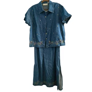 J.A. Studio Vintage zweiteiliges Jeanskleid und Button Down Hemd Set Größe Large - Bild 1 von 12