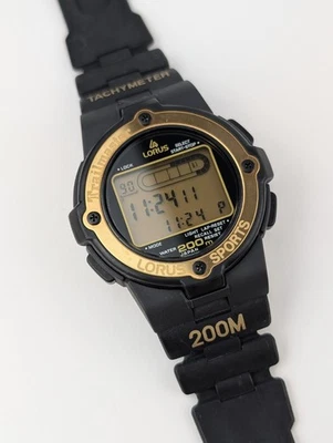Vtg Lorus Sports Digital Watch 200m WR NEW BATTERY W369-0A10 Japan Classic NOS - Image 1 of 4