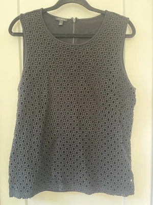 Talbots Women’s Tank Top Blouse Size L Sleeveless Black Eyelet Round Neck - Image 1 of 4