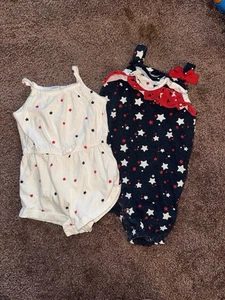 Lote de 2 piezas trajes patrióticos para bebés niñas 3-6 meses - Imagen 1 de 7