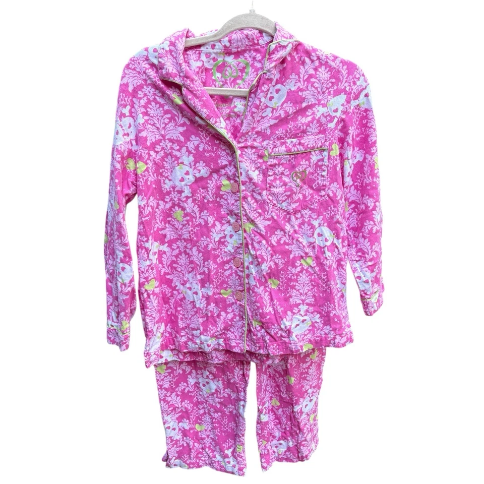 Conjunto de Pijama Victoria’s Secret Manga Larga XS Rosa Floral Calavera Gótico Grunge Algodón Foto 1 de 4