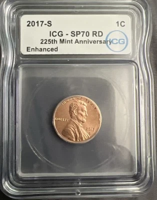 2017 S  225th Anniversary Lincoln shield Cent 1C SP70RD ICG certified Enhanced  - Image 1 of 4