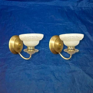 Pair Antique Wall Sconces Slip Shade Fixtures Rewired 2A - Picture 1 of 7