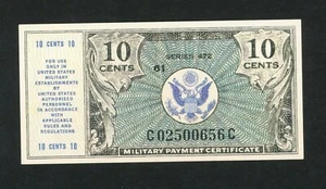 US 10 CENTS ( 1948 ) SERIES 472 Military Payment Certificate PICK # M16 AU-UNC - Picture 1 of 2