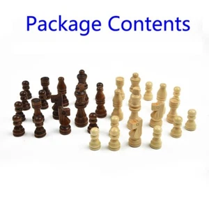 32 Piece Portable Wooden Carved Small Chess Pieces Hand Crafted Set King Tools - Picture 1 of 20