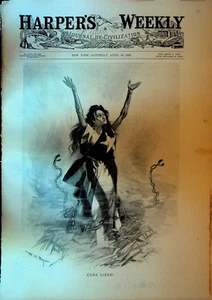 Harper's Weekly April 30 1898 Cuba Libre US Navy Key West Wild West Show - Picture 1 of 8