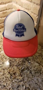 Cappello berretto VINTAGE Pabst nastro blu rosso bianco stnapback camionista regolabile anni 90 USA - Foto 1 di 6