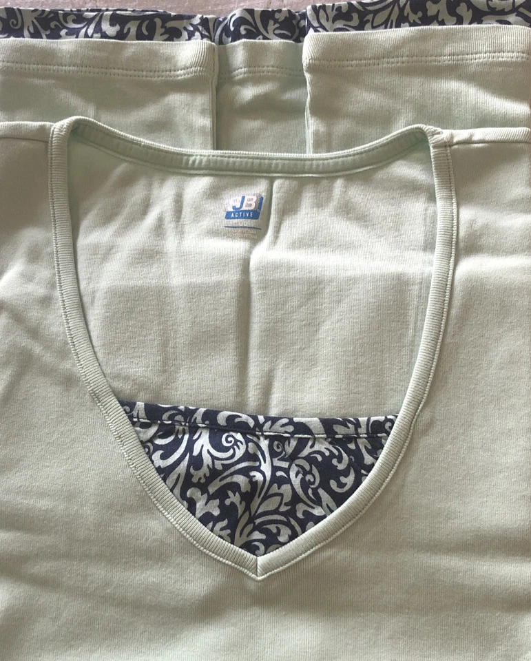 SJB Active T-Shirt W/Inset And On Cuffs And Bottom Color Green Or Pink Size Lrge - Image 1 of 4