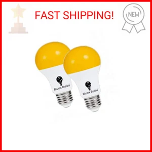 2 Pack LED Dusk to Dawn A19 Bug Light Bulbs, Yellow Bulb, Amber Light with Autom - Picture 1 of 2