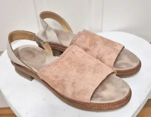 Clarks Trace Stitch Leather Hair Suede Slingback Sandals 7 D Blush Pink Beige - Picture 1 of 12