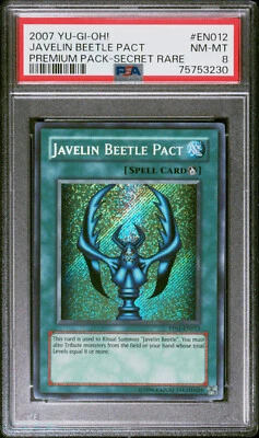 2007 YUGIOH PP01-EN012 JAVELIN BEETLE PACT SECRET RARE PSA 8 NM #75753230 - Image 1 of 2