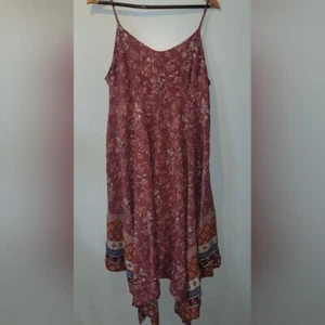 Beachlunchlounge Mixed Pattern Spaghetti Strap Handkerchief Midi Dress Size L - Picture 1 of 4