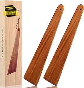 12″ Teak Wooden Spatula, Kitchen Spatula Turner, Egg Scraper, Flat Wooden Turner - Picture 1 of 5