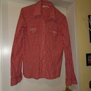 Rotkarierte Trachtenbluse/, Hemd, Gr. 40, bitte Maße beachten! - Bild 1 von 4