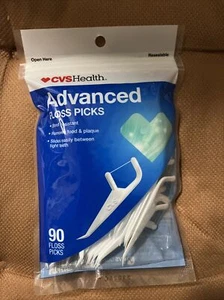 CVS Health Advanced Floss Picks ( 90 floss picks) 1 Resealable Package Sealed - Picture 1 of 2