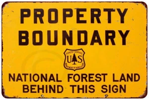 Property Boundary National Forest Vintage reproduction metal sign 8 x 12 - Picture 1 of 1