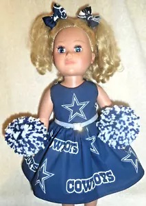 NFL football - 18" doll clothes -NFL Dallas Cowboys dress, pom poms & bows - Picture 1 of 5