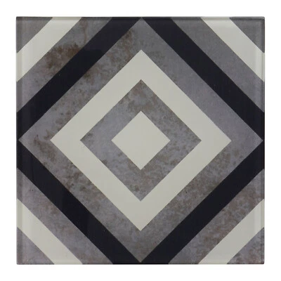 Salpicadero de cocina azulejo de mosaico de vidrio moderno patrón marroquí cuadrado gris de 8” x 8” Foto 1 de 4