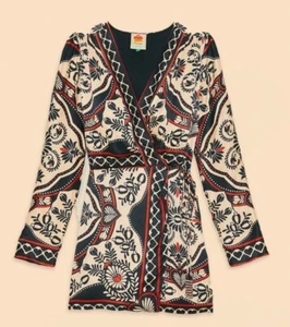 NUEVO Mini Vestido Envolvente Farm Rio Negro Passion Bufanda Talla XS - Imagen 1 de 11
