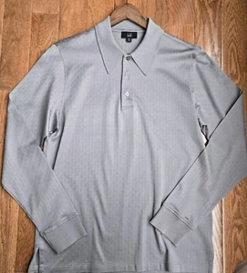 DUNHILL London Luxury Gray Jacquard Polo SHIRT M NWOT - Picture 1 of 6